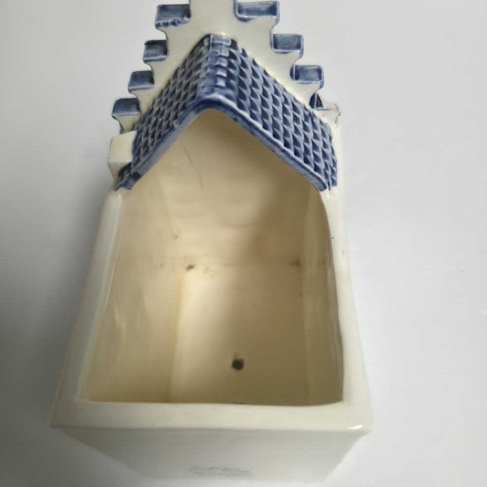 Amsterdam Canal House Handpainted Delft Blauw Vintage Ceramic Planter Vase Chip - Picture 5 of 11
